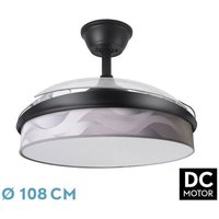 Ventilator dc fashion fan - Schwarz mit drei ausfahrbaren Schaufeln aus abs und grauem Wellendiffusor 6 einstellbare Geschwindigkeiten 3 Temperaturen von FABRILAMP