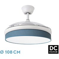 Ventilator dc fashion --Ventilator Weiß mit drei ABS-Klappflügeln und blauem Diffusor 6 einstellbare Geschwindigkeiten 3 Temperaturen 3 Lichter Ventilator dc fashion --Ventilator Weiß mit drei ABS-Klappflügeln und blauem Diffusor 6 einstellbare Geschwindigkeiten 3 Temperaturen 3 Lichter von FABRILAMP