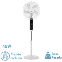 Abrila -Ventilator de Foot rodium Touchscreen Digital Schwarz mit fünf Flügeln mit 3 Geschwindigkeiten 2 Positionen mit programmierbarem Timer von FABRILAMP