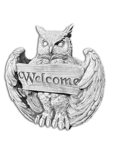 FABRIQ Willkommene Eulen Figur mit Welcome Schriftzug - Realistische Gartenfigur aus wetterfestem Steinguss, 16 kg Gewicht, 31 cm Höhe, Skulptur deko FABRIQ Willkommene Eulen Figur mit Welcome Schriftzug - Realistische Gartenfigur aus wetterfestem Steinguss, 16 kg Gewicht, 31 cm Höhe, Skulptur deko von FABRIQ
