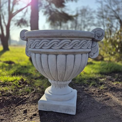 Groß Blumentopf Pflanzgefäß aus Stein, Blumentopf im griechischen Stil 43 cm 37 kg Für den Garten, im Freien, frostbeständig von FABRIQ