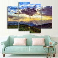 Sunset Berglandschaft 4-Teilige Leinwand Wandkunst Sunset Berglandschaft 4-Teilige Leinwand Wandkunst von FABTASTICO