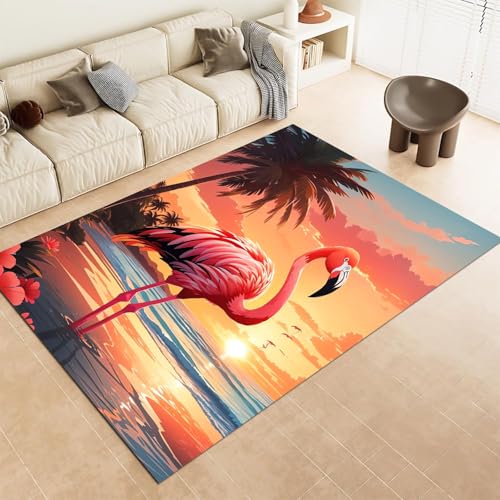 FABTOP Flamingos Teppich Schlafzimmer Cartoon Anime Flamingos Teppich Wohnzimmer Kinderzimmer von FABTOP
