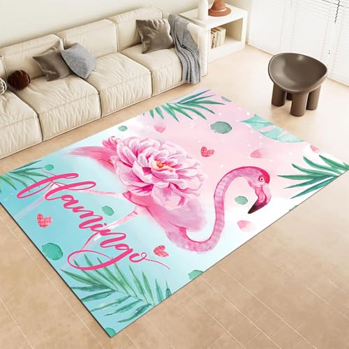 FABTOP Flamingos Teppich Schlafzimmer Cartoon Anime Flamingos Teppich Wohnzimmer Kinderzimmer von FABTOP