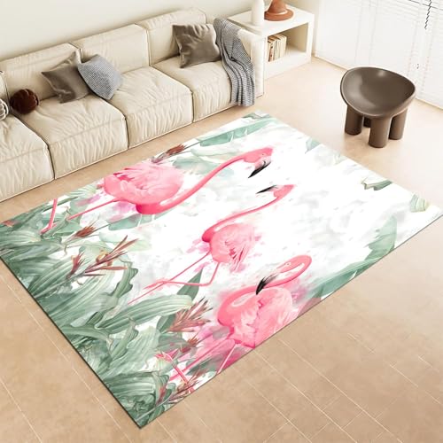 FABTOP Flamingos Teppich Schlafzimmer Cartoon Anime Flamingos Teppich Wohnzimmer Kinderzimmer von FABTOP