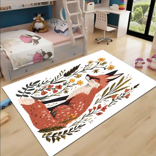 FABTOP Fuchs Teppich Wohnzimmer 160x230cm Schlafzimmer kinderteppich Tier Fuchs Teppich kinderzimmer mädchen von FABTOP