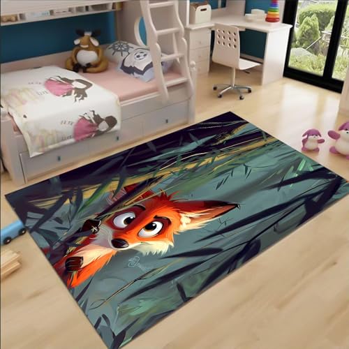FABTOP Fuchs Teppich Wohnzimmer 160x230cm Schlafzimmer kinderteppich Tier Fuchs Teppich kinderzimmer mädchen von FABTOP