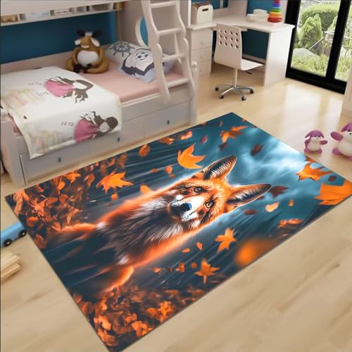 FABTOP Fuchs Teppich Wohnzimmer 160x230cm Schlafzimmer kinderteppich Tier Fuchs Teppich kinderzimmer mädchen von FABTOP