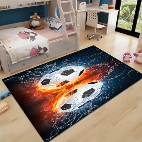 FABTOP Fußball Teppich Wohnzimmer 160x230cm Schlafzimmer kinderteppich Fußball kinderzimmer mädchen von FABTOP