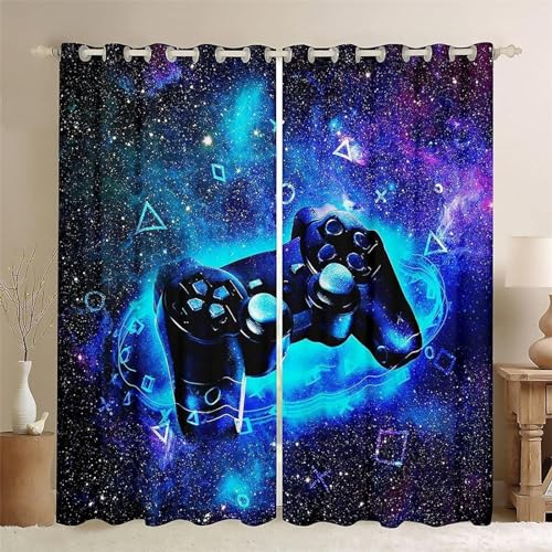 FABTOP Gamepad Vorhänge Gamer Fenstervorhang Gaming Schlafzimmer Gamer Videospiele Vorhang Gamepad Verdunkelungsvorhang Gamepad Kinder Blickdichte Vorhänge (8,280×180BxH (140×180cm×2)) von FABTOP