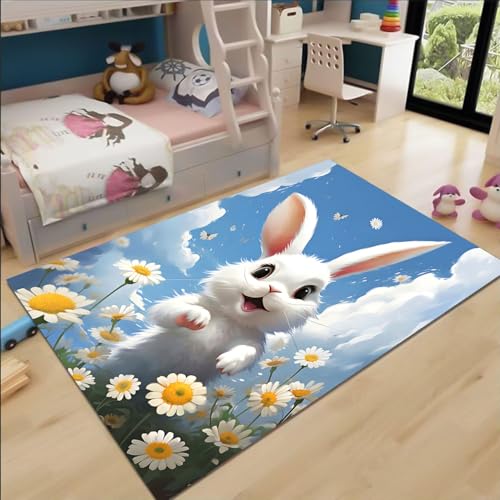 FABTOP Kaninchen Teppich Wohnzimmer 160x230cm Schlafzimmer kinderteppich Kaninchen kinderzimmer mädchen Junge von FABTOP