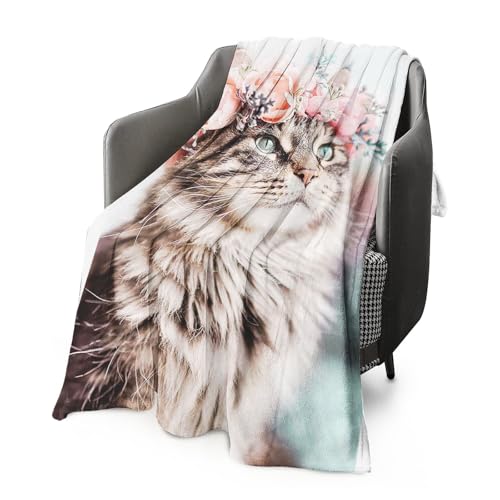 FABTOP Kuscheldecke Mit Katzenmotiv 150x200cm, Liebenswerte Katze Fleecedecke Sofa Decke Mit Tiermotiv, Katzen Muster Flanell Fleecedecke Süße Katzen Tier Thema Kuscheldecke (4,150 x 200 cm) von FABTOP