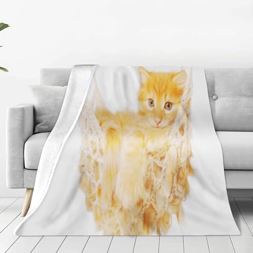 FABTOP Kuscheldecke Mit Katzenmotiv 150x200cm, Liebenswerte Katze Fleecedecke Sofa Decke Mit Tiermotiv, Katzen Muster Flanell Fleecedecke Süße Katzen Tier Thema Kuscheldecke (5,75 x 100 cm) von FABTOP