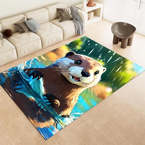 FABTOP Otter Teppich Wohnzimmer 160x230cm Schlafzimmer kinderteppich Otter kinderzimmer mädchen Junge von FABTOP