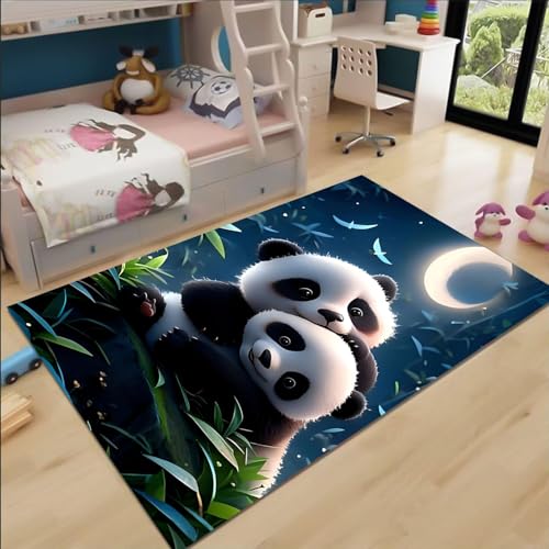 FABTOP Panda Teppich Schlafzimmer Cartoon Anime Panda Teppich Wohnzimmer Kinderzimmer von FABTOP