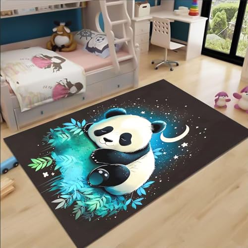 FABTOP Panda Teppich Schlafzimmer Cartoon Anime Panda Teppich Wohnzimmer Kinderzimmer von FABTOP