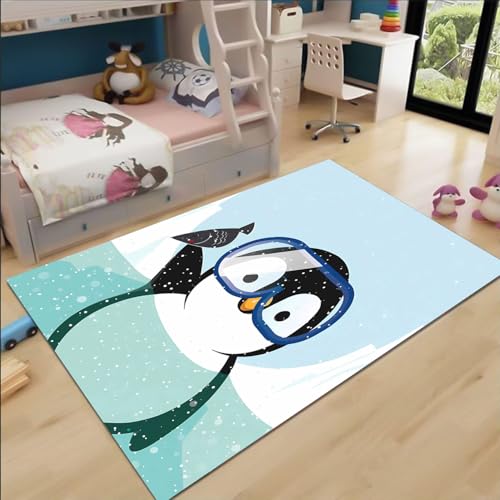 FABTOP Pinguine Teppich Schlafzimmer Cartoon Anime Pinguine Teppich Wohnzimmer Kinderzimmer von FABTOP
