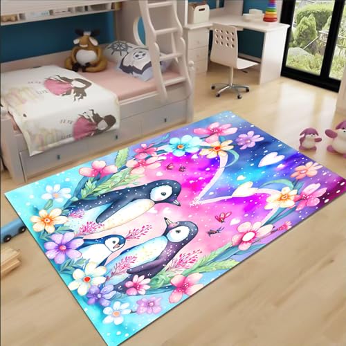 FABTOP Pinguine Teppich Schlafzimmer Cartoon Anime Pinguine Teppich Wohnzimmer Kinderzimmer von FABTOP