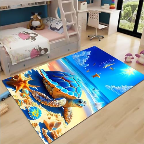 FABTOP Schildkröten Teppich Schlafzimmer Cartoon Anime Tier Schildkröten Teppich Wohnzimmer Kinderzimmer von FABTOP