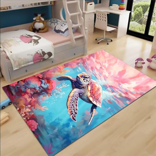 FABTOP Schildkröten Teppich Schlafzimmer Cartoon Anime Tier Schildkröten Teppich Wohnzimmer Kinderzimmer von FABTOP