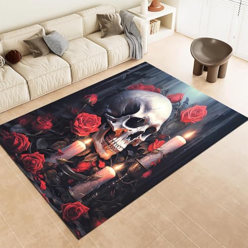 FABTOP Skeleton Teppich Schlafzimmer Cartoon Anime Schädel Teppich Wohnzimmer Kinderzimmer von FABTOP
