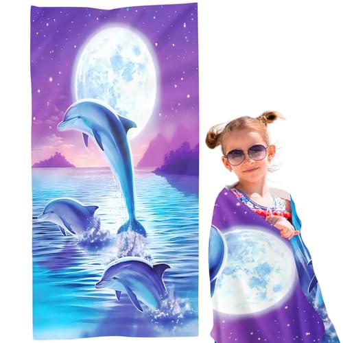 FABTOP Strandlaken Badetuch Delfin Beach Dolphin Meer Strandtuch Wasser Koralle Fisch Muscheln 70 cm x 140 cm von FABTOP