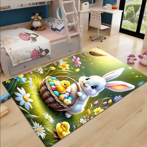 FABTOP Tier Kaninchen Teppich Wohnzimmer 160x230cm Schlafzimmer kinderteppich Kaninchen kinderzimmer von FABTOP
