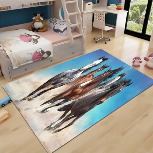 FABTOP Tier Pferd Teppich Wohnzimmer 160x230cm Schlafzimmer kinderteppich Pferd kinderzimmer mädchen Junge von FABTOP