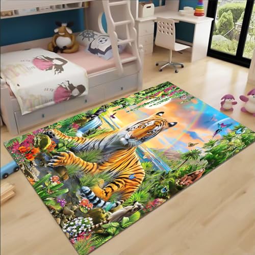 FABTOP Tiger Teppich Wohnzimmer 160x230cm Schlafzimmer kinderteppich Tiger kinderzimmer mädchen Junge von FABTOP