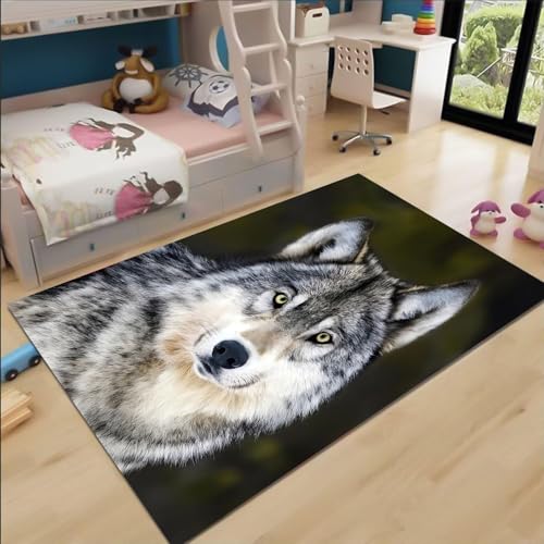 FABTOP Wölfe Teppich Schlafzimmer Cartoon Anime Wölfe Teppich Wohnzimmer Kinderzimmer von FABTOP