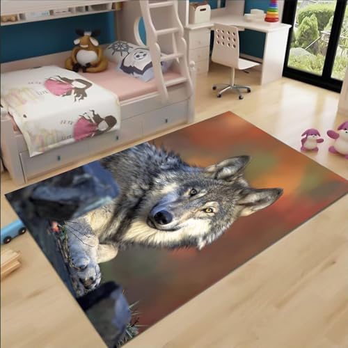 FABTOP Wölfe Teppich Schlafzimmer Cartoon Anime Wölfe Teppich Wohnzimmer Kinderzimmer von FABTOP