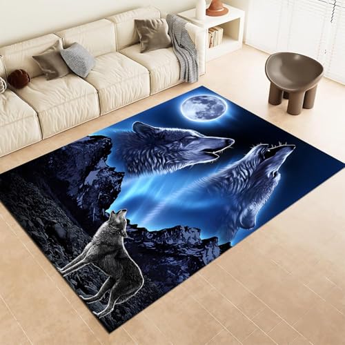 FABTOP Wölfe Teppich Wohnzimmer 160x230cm Schlafzimmer kinderteppich Tier Wolf kinderzimmer mädchen Junge von FABTOP