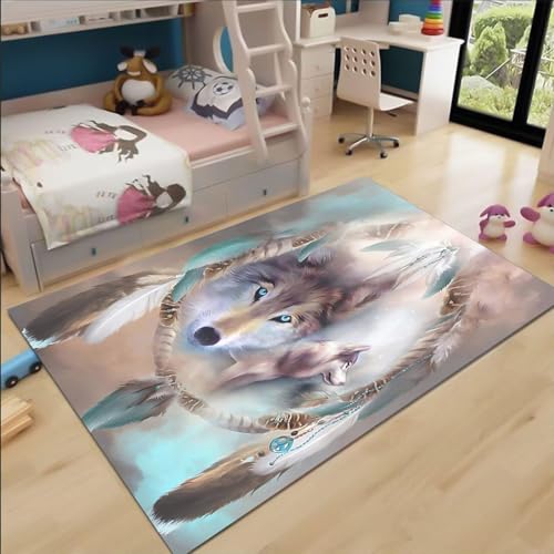 FABTOP Wolf Teppich Schlafzimmer Cartoon Anime Wolf Teppich Wohnzimmer Kinderzimmer von FABTOP