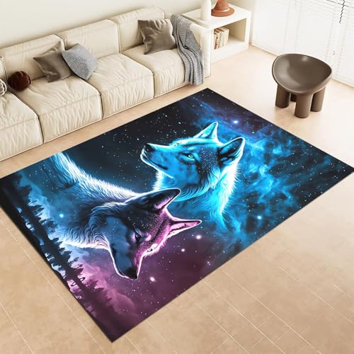 FABTOP Wolf Teppich Wohnzimmer 160x230cm Schlafzimmer kinderteppich Tier Wolf kinderzimmer mädchen Junge von FABTOP