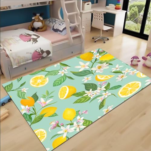 FABTOP Zitrone Teppich Wohnzimmer 160x230cm Schlafzimmer kinderteppich Zitrone kinderzimmer mädchen Junge von FABTOP