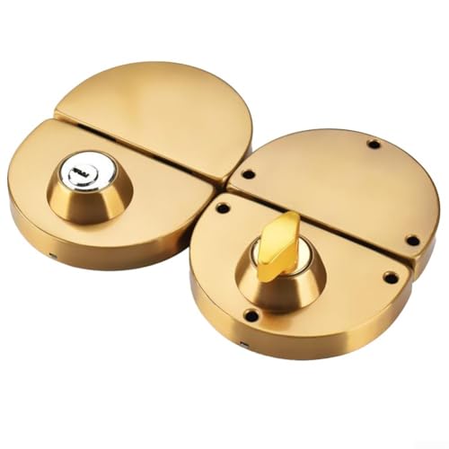 1 * Glastürschloss Rutschendes Turschloss Rahmenloses Türschloss (Gold) von FABULETTA