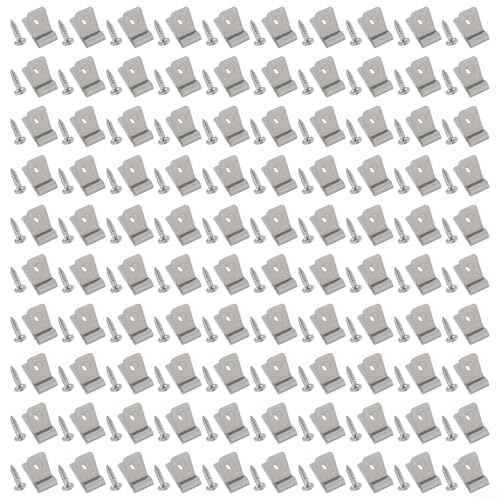 Drahtklammern für Zäune, 100er-Packung mit Befestigungsschrauben, Edelstahl Draht Zaun Clips Kabelschellen mit Schrauben Befestigungsclips für Garten Zäune Kabel 19x10mm(Aluminum) von FABULETTA