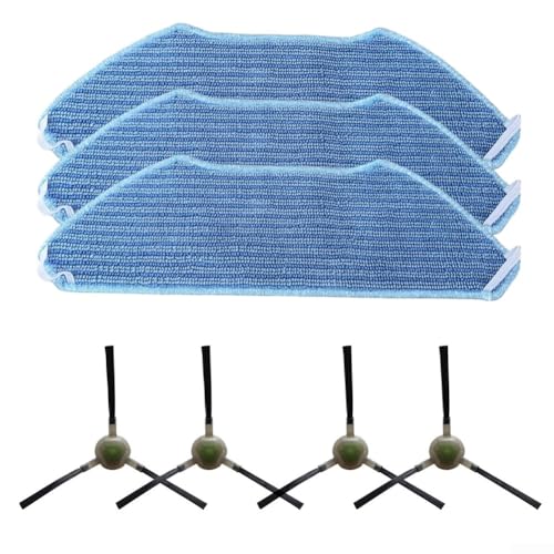 Ersatzteil-Set mit 3 Wischmop-Tüchern aus Mikrofaser und 4 seitlichen Bürsten, passend für Lefant M1/M2/M2 Pro/M2S/M2S Pro/M2 Plus/U180 sowie für OKP K8 Staubsauge von FABULETTA