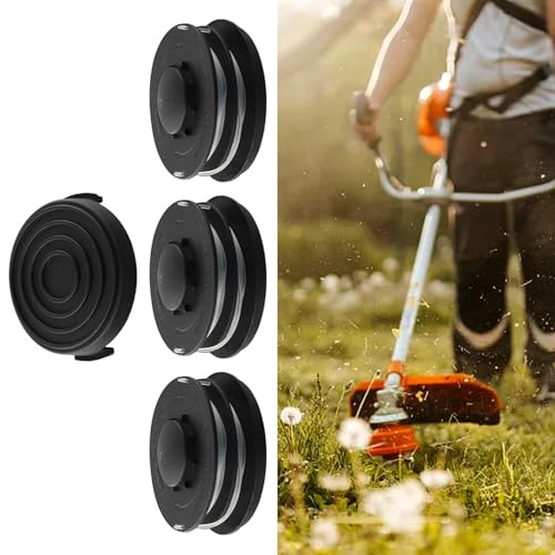 Fadenspulen Set für Einhell GC-ET 4530 RTV 400/550, Trimmerkopf mit Spulenabdeckung, Rasentrimmerzubehör, 1,4 mm Nylonfaden, 5 Meter pro Spule von FABULETTA