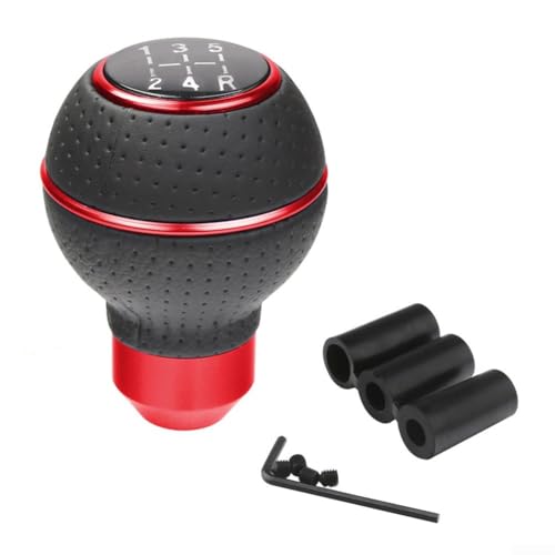 Gangschaltknauf Lederausrüstunggriff 1x Sechskantschlüssel 3x -Adapter (5 speed red) von FABULETTA