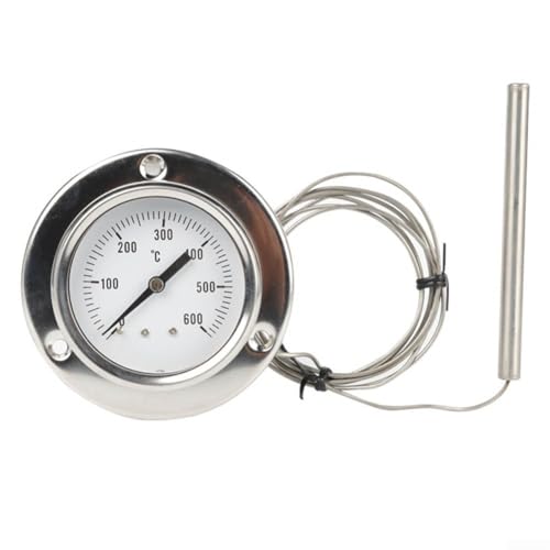 Industrie Ofenthermometer mit Edelstahlsonde Temperaturmessgerät für Ofen Boiler Temperaturbereich 0-600℃ mit 1,5M Verlängerungsleitung von FABULETTA