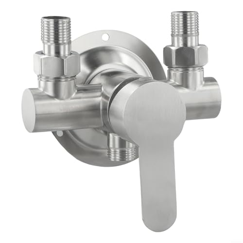 Wandmontierter Duschhahn aus Edelstahl, Edelstahl Duscharmatur Mischbatterie für Wandmontage Heißes und Kaltes Wasser mit Metallgriff für Badezimmer G1/2 Zoll von FABULETTA
