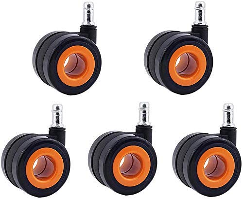 FACAIA Rollen Bürostuhl Heavy Duty Räder Universal Swivel 2,5 Zoll 60mm 600lb Silence M11 Stiel Für Computer Stuhl Möbel 5 Packungen Langzeitgebrauch Orange, von FACAIA