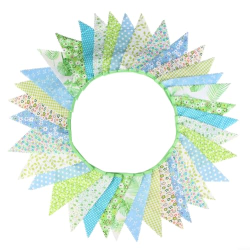 10 m Vintage-Blumen-Banner mit 36 Flaggen zum Dekorieren von Häusern, Gärten und festlichen Veranstaltungen (grün) von FACAIIO