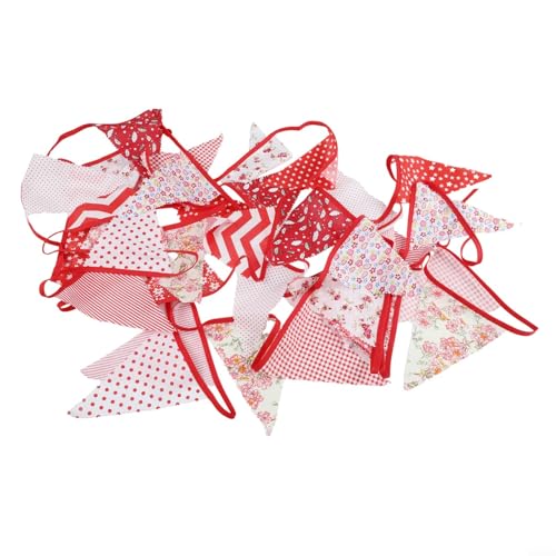 10 m Vintage-Blumen-Banner mit 36 Flaggen zum Dekorieren von Häusern, Gärten und festlichen Veranstaltungen (rot) von FACAIIO