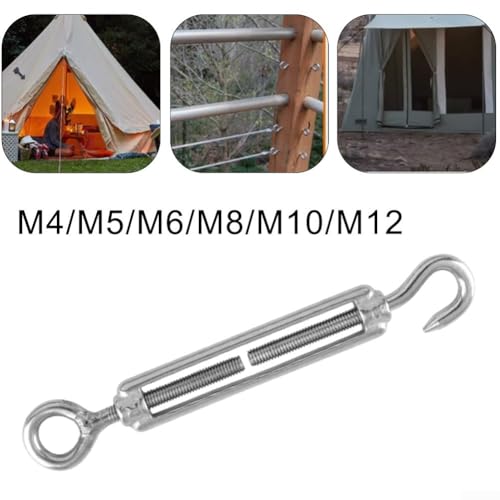 304 Haken-Ösen-Drahtseilspanner Set zur Sicherung von Seilen und Ketten, wetterbeständig (M*12) von FACAIIO