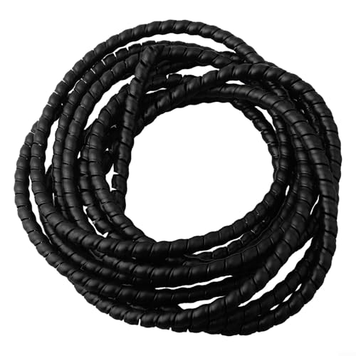 5 m D810 12 mm Schlauchschutz in schwarz, spiralgewickelt für effektives Kabelmanagement (D-8 mm) von FACAIIO