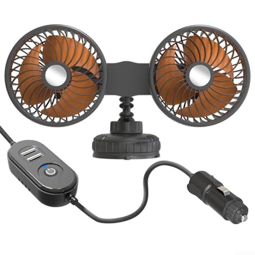 Armaturenbrett-Ventilator mit zwei Köpfen und drei Geschwindigkeitseinstellungen zur Verbesserung des Luftstroms in Fahrzeugen (12 V/24 V) von FACAIIO
