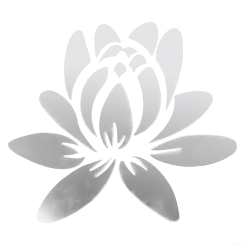 Blooming Lotus Flower DIY Acryl Spiegel Wandaufkleber Set für Home Mural Decor, wasserdicht und antistatisch, geeignet für glatte trockene Wände (Silber) von FACAIIO