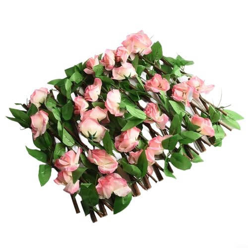 Erweiterbares Gartenspalier mit Seidenrosen für Privatsphäre und Ästhetik (Orangerot) von FACAIIO